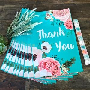 FLORAL Teal Thank You Poly Mailer (10) - 10x13β